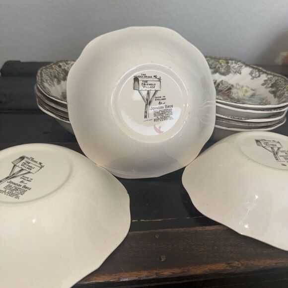 JOHNSON BROTHERS FRIENDLY VILLAGE COVERED BRIDGE BOWLS SET OF 12 SOUP/SALAD 6" - Picture 5 of 5